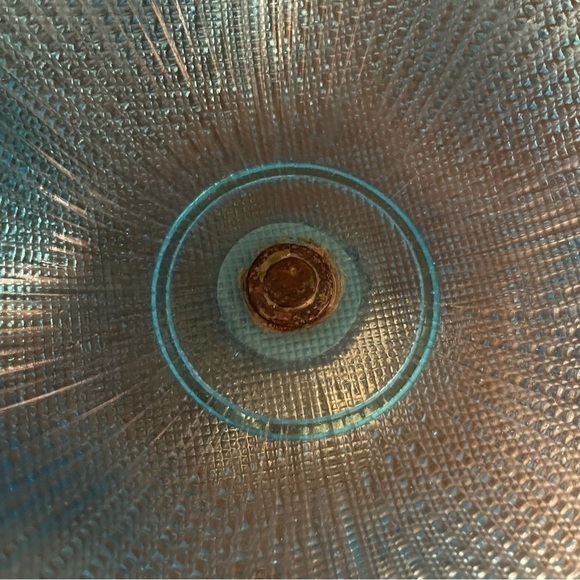 Vintage Blue Venetian Glass Bowl With Brass Stand Gold
Trim Italy 5" H x 9.75" D - Picture 6 of 8